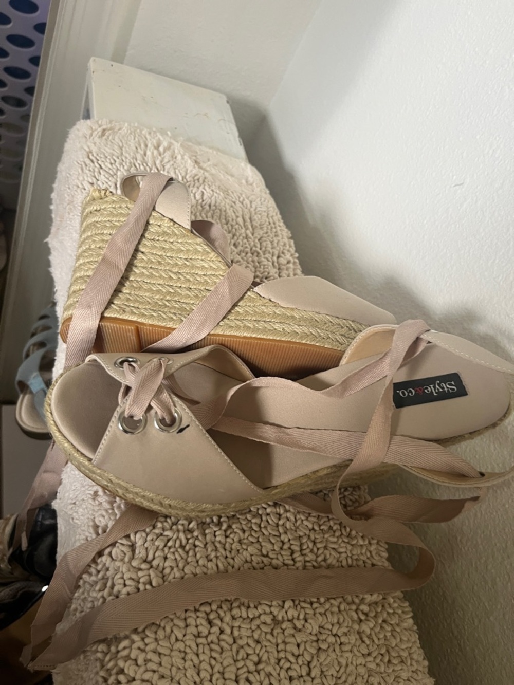 Style & Co. tan Lace-Up Espadrille jute wrap around Wedges